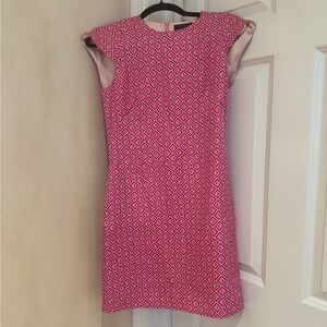 Ted Baker Geometric Pink Print Silk Dress NWT